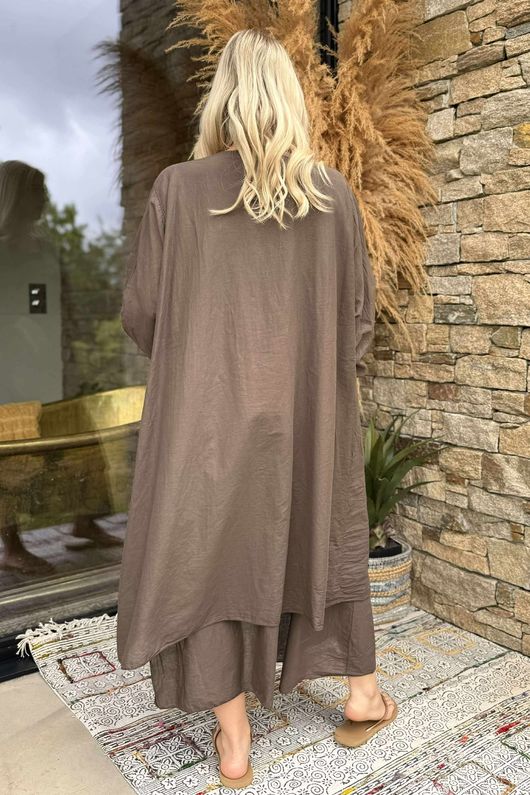 Made in Italy Purdy Pure Cotton Smock Dress Dark Chocolate